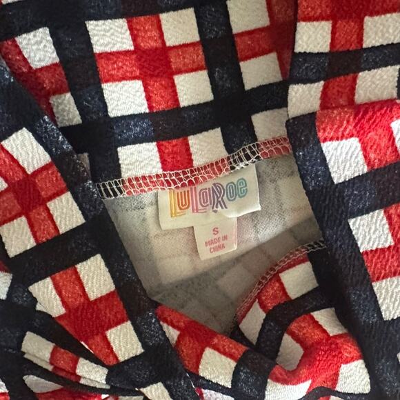 LuLaRoe womens small White NAVY Blue RED PLAID Check CASSIE Pencil Skirt - Picture 4 of 6